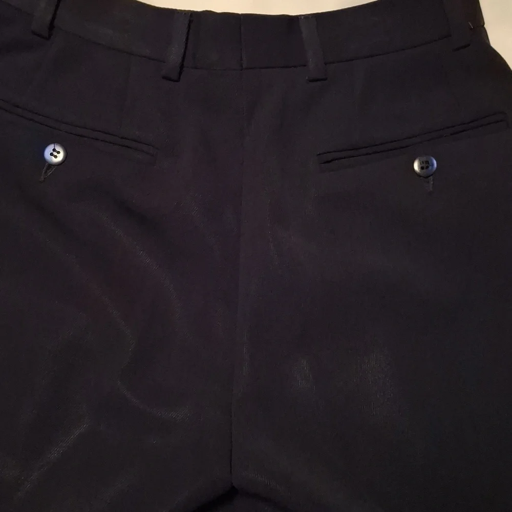 Giorgio Armani Navy Blue Wool Dress Pants with Tapered Fit and Crease - Picture 9 of 9